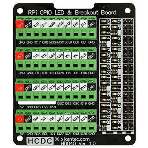 HCDC Upgrade Your Raspberry Pi with HCDC GPIO Status LED & Terminal Block HAT for A+, B+, 2B, 3B, 4B Models - View 2 of 10
