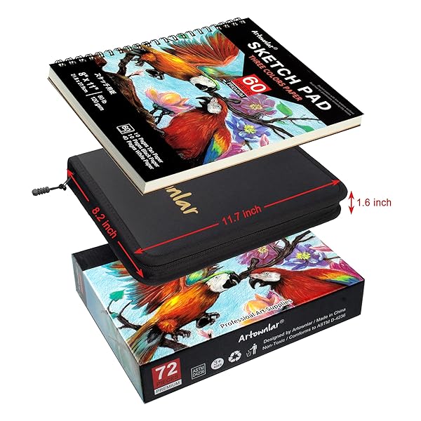 Artownlar Artownlar 72 Pack Drawing Sketching Set with Sketchbook Pro Art Supplies for Adults Teens Beginners Graphite Charcoal Watercolor Pencils - View 3 of 7
