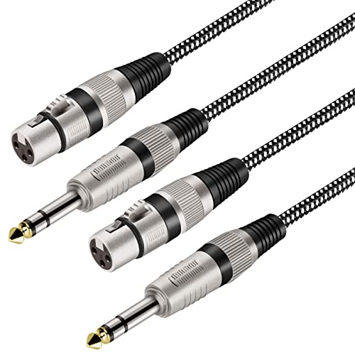 KINXIYU KINXIYU XLR Female to 1/4 Inch TRS Cables 3FT 2Pack Nylon Braided Balanced Mic Cord with Pure Copper Conductors - View 2 of 8
