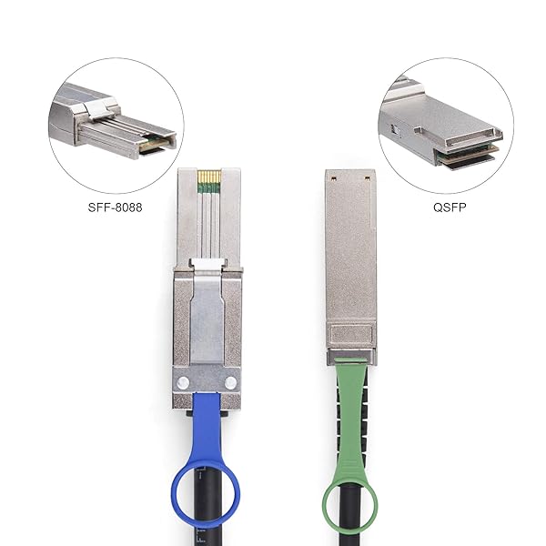 10Gtek QSFP to SFF-8088 DDR Hybrid Mini SAS Cable 1.5m for NetApp DS4243 DS4246 DS2246 External Copper 100-Ohm High Performance - View 5 of 8
