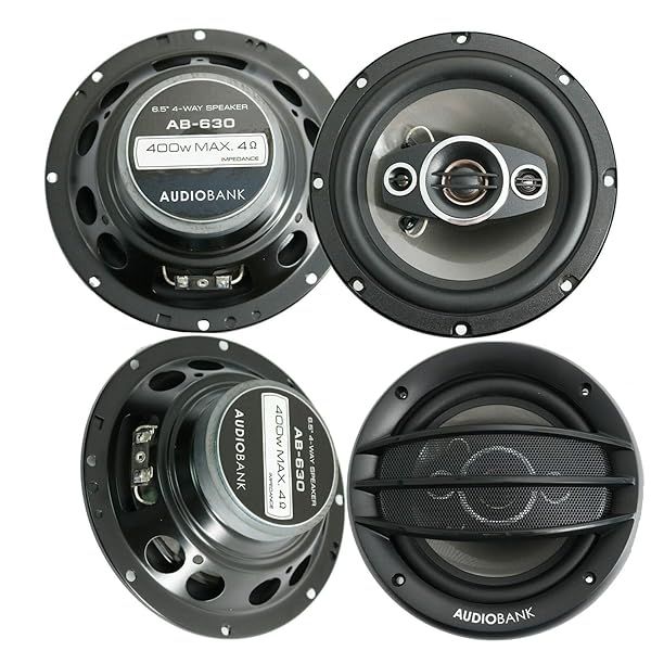 Audiobank AB-630 800 Watts 6.5-Inch 4-Way Car Audio Coaxial Speakers with 65-20000 Hz Frequency Response and 2x15 Piezo Tweeter