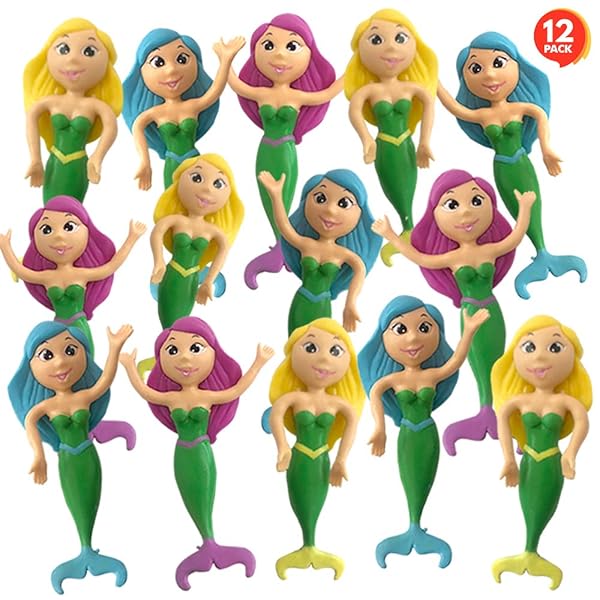 ArtCreativity ArtCreativity Bendable Mermaid Figures Set of 12 Flexible Magical Figurines Stress Relief Fidget Toys for Kids Birthday Party Favors