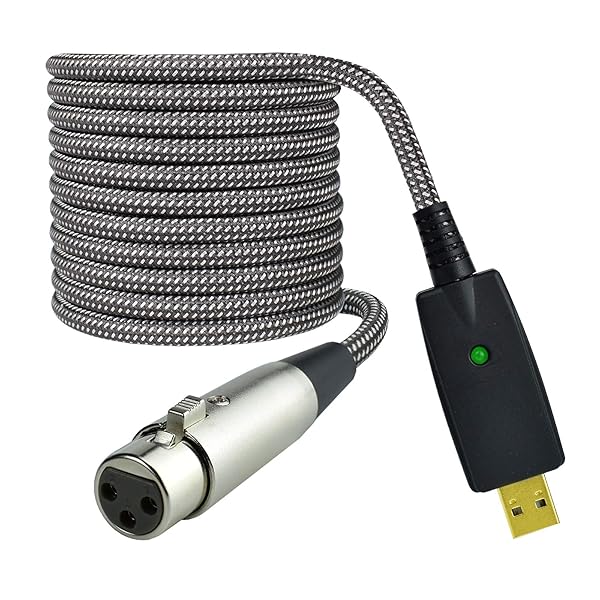Mugteeve Mugteeve 10 Feet XLR Female to USB Cable for Laptop PC Recording and Livestreaming Noise Free Nylon Braided Mic Cord Adapter