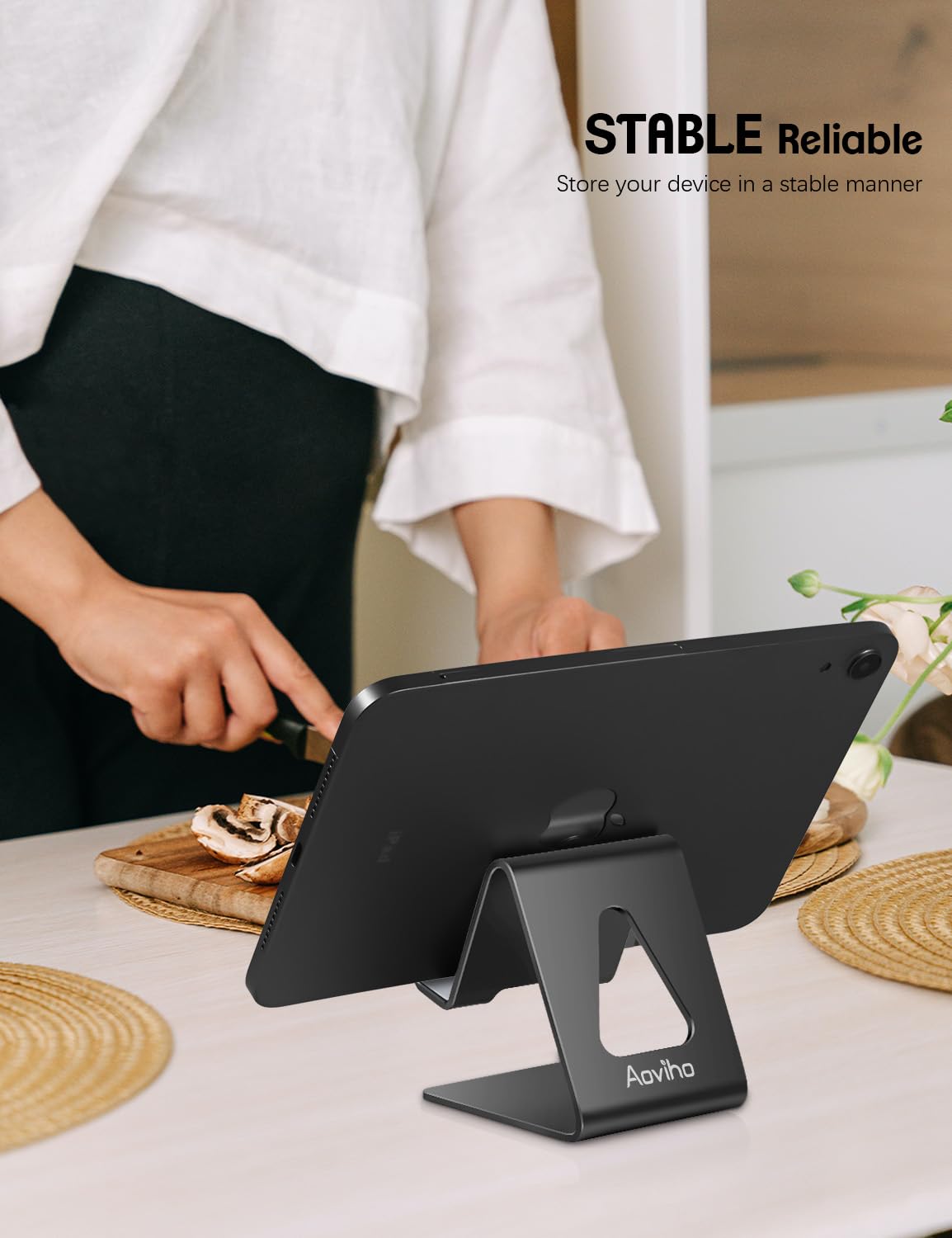 Aoviho Aoviho Aluminum Cell Phone Stand for Desk Compatible with iPhone 15 14 13 12 Pro Mini Samsung Galaxy S21 Ultra All Smartphones Black - View 2 of 7