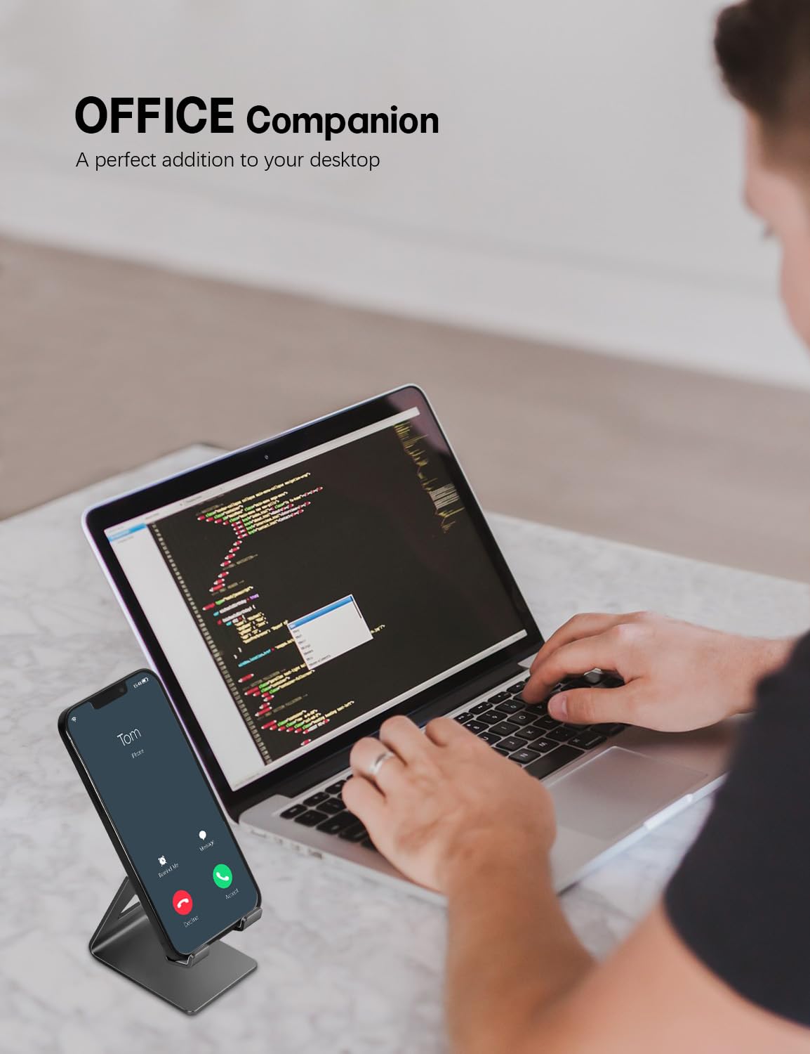 Aoviho Aoviho Aluminum Cell Phone Stand for Desk Compatible with iPhone 15 14 13 12 Pro Mini Samsung Galaxy S21 Ultra All Smartphones Black - View 6 of 7