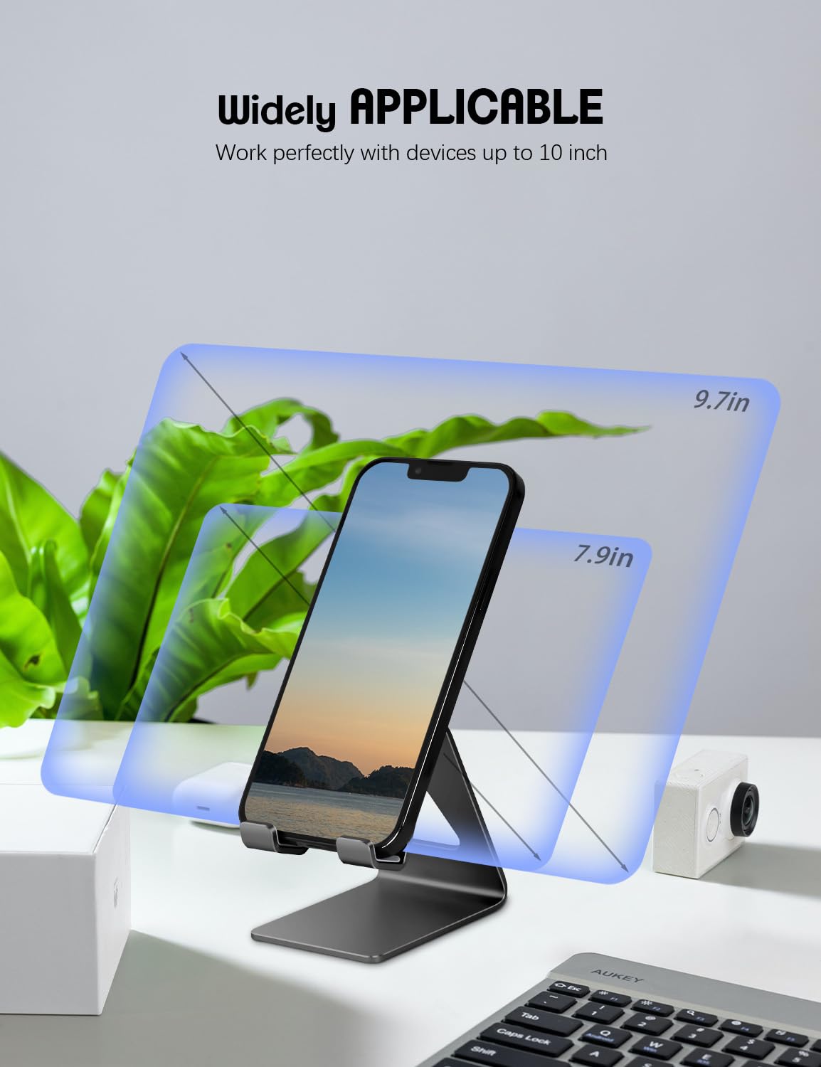 Aoviho Aoviho Aluminum Cell Phone Stand for Desk Compatible with iPhone 15 14 13 12 Pro Mini Samsung Galaxy S21 Ultra All Smartphones Black - View 7 of 7