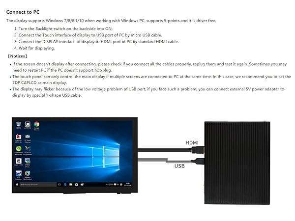 Ingcool Ingcool 7-Inch HDMI LCD Touch Screen 1024x600 for Raspberry Pi & PC - Windows Compatible Display Module - View 5 of 9