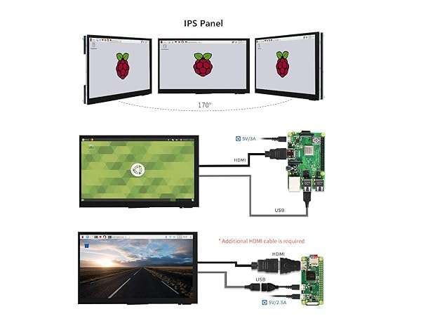 Ingcool Ingcool 7-Inch HDMI LCD Touch Screen 1024x600 for Raspberry Pi & PC - Windows Compatible Display Module - View 9 of 9