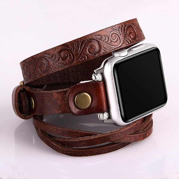 VIQIV VIQIV Long Wrap Bracelet Band for Apple Watch 38mm 40mm Multi-Layer Cuff Jewelry Strap for iWatch Series SE 6 5 4 3 2 1 Red Brown - View 4 of 8
