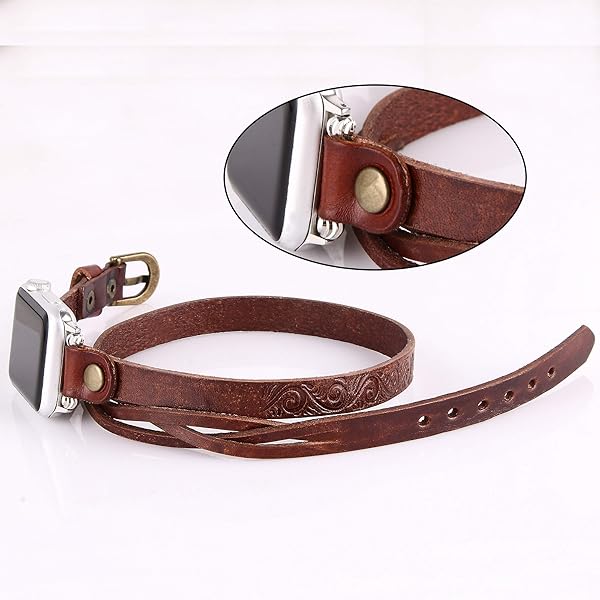 VIQIV VIQIV Long Wrap Bracelet Band for Apple Watch 38mm 40mm Multi-Layer Cuff Jewelry Strap for iWatch Series SE 6 5 4 3 2 1 Red Brown - View 5 of 8