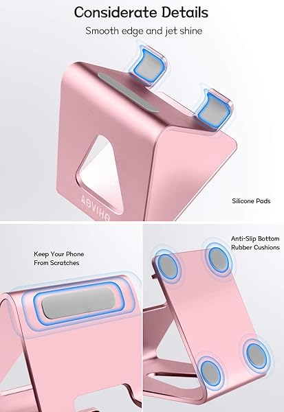 Aoviho Buy Aoviho Desk Phone Stand - Universal Holder for iPhone & Samsung - Rose Gold Cradle Dock for All Smartphones - View 5 of 8