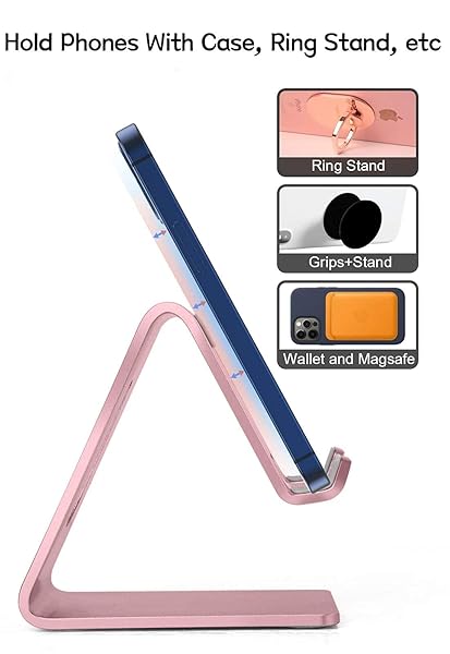Aoviho Buy Aoviho Desk Phone Stand - Universal Holder for iPhone & Samsung - Rose Gold Cradle Dock for All Smartphones - View 6 of 8