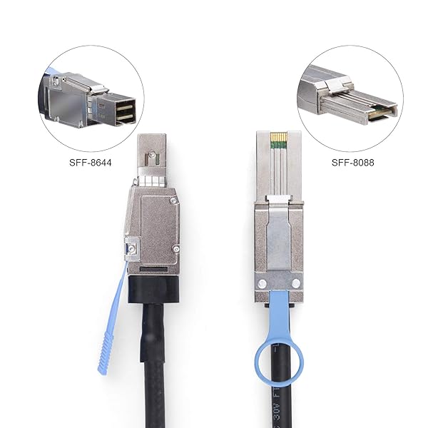 10Gtek 10Gtek SFF-8644 to SFF-8088 Mini SAS Cable 6Gbps 0.5m for RAID Server Data Center 100-Ohm High Speed Connection - View 6 of 8