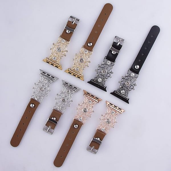 VIQIV VIQIV Bling Jewelry Band for Apple Watch Ultra 38mm to 49mm Stylish Metal Bracelet Strap for Women and Girls - View 8 of 8