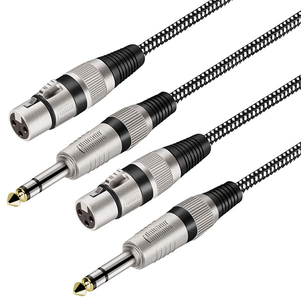 KINXIYU KINXIYU XLR Female to 1/4 Inch TRS Cables 6FT 2Pack Nylong Braided Balanced Mic Cord with Pure Copper Conductors - View 2 of 8
