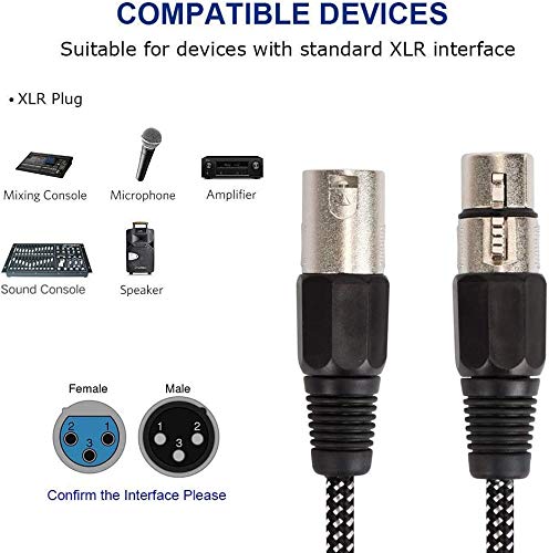 KINXIYU KINXIYU XLR Cable 3 FT 2 Pack Microphone Cable 3 Pin Nylon Braided Balanced XLR Male to Female Heavy Duty Mic Patch Cords - View 6 of 8
