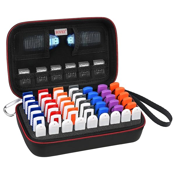 BOVKE Flash Drive Case 48 Slots USB Storage Organizer for SD Cards and Thumb Drives Black