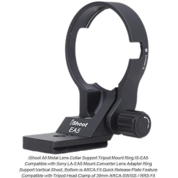 iShoot iShoot 66mm Lens Collar Tripod Mount for Sony LA-EA5 - Arca-Swiss Quick Release & Dovetail Support - View 3 of 10