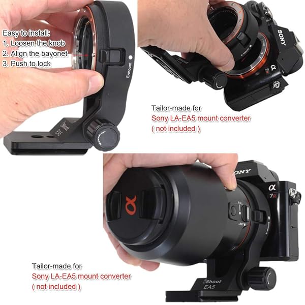 iShoot iShoot 66mm Lens Collar Tripod Mount for Sony LA-EA5 - Arca-Swiss Quick Release & Dovetail Support - View 6 of 10