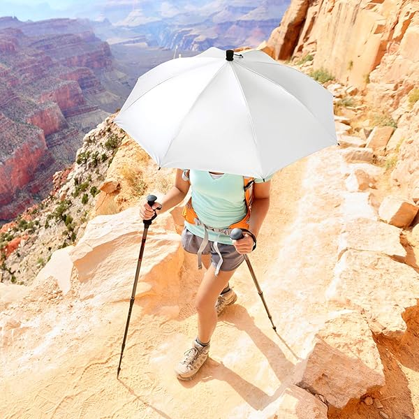 G4Free G4Free 46 Inch Large Hiking Umbrella Ultralight UV Silver Reflective Full Size Trekking Backpacking Umbrella Silver Black - View 7 of 8