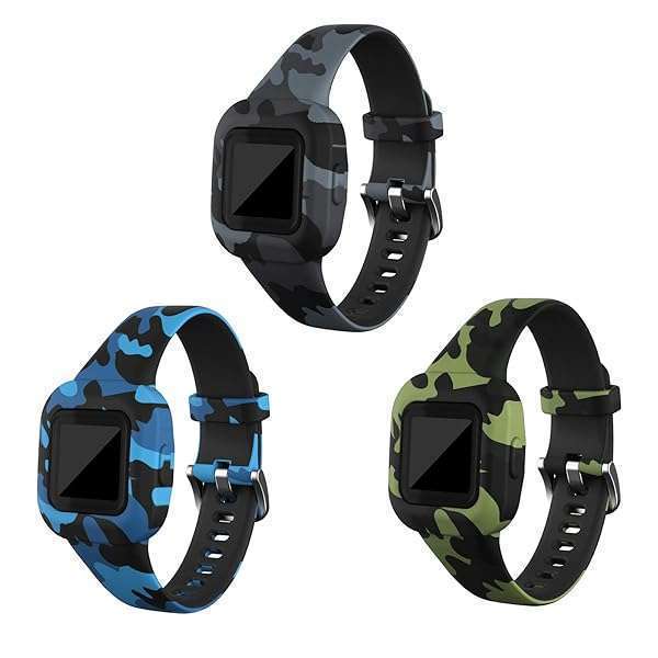 RuenTech RuenTech Garmin Vivofit Jr 3 Bands - Camouflage Silicone Replacement Straps (3pcs) for Fitness Tracker