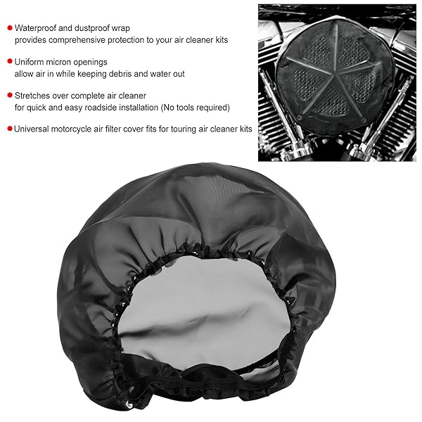 Aramox Air Cleaner Rain Sock for Touri Motorcycle Part Black Durable Cover Wrap - View 3 of 10