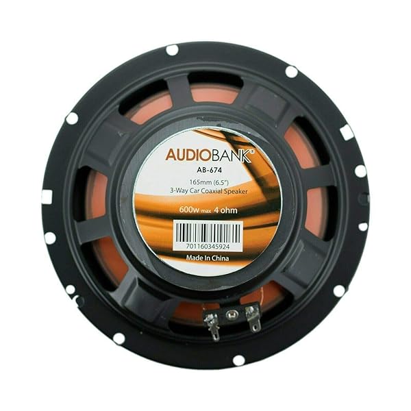 Audiobank Audiobank 2X AB674 6.5 Inch 600 Watts 3 Way G Series Car Audio Stereo Coaxial Speakers with Grill Polypropylene MICA Cone Woofer 4 Ohms - View 8 of 8