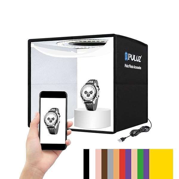 PULUZ Buy PULUZ 10x10 Inch Photo Studio Light Box - Portable Mini Photography Tent with 12 Backdrops for Jewelry & Small Items