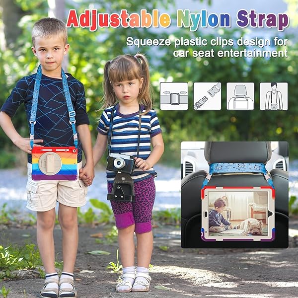 BRAECN BRAECN Heavy Duty Rugged iPad Case for 9th 8th 7th Generation with Screen Protector Pencil Holder Kickstand and Shoulder Strap Colorful Red - View 6 of 7