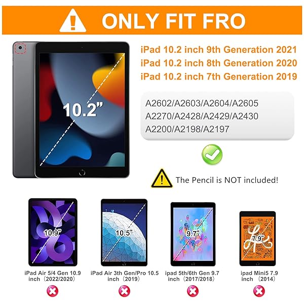 BRAECN BRAECN iPad Case 9th 8th Generation 10.2 Inch Heavy Duty Kids Case with Pencil Holder Screen Protector and Hand Strap Colorful Pink - View 3 of 8