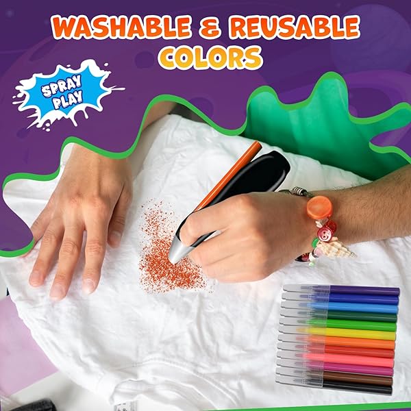 Splat Planet Electric Airbrush Pen Cordless Rechargeable Sprayer 12 Color Set Washable Watercolour Paints for Art and Crafts Painting and Drawing - View 5 of 9