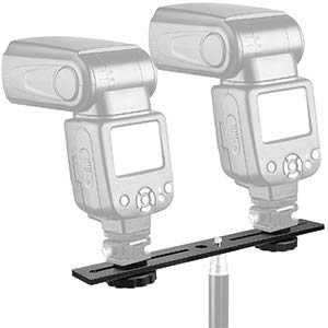 ChromLives Chromlives Dual Flash Bracket 2 Pack 1/4 Inch Dual Tripod Mount Extension Bar for DSLR Camera LED Light and Flash Light - View 3 of 9