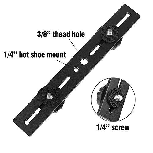 ChromLives Chromlives Dual Flash Bracket 2 Pack 1/4 Inch Dual Tripod Mount Extension Bar for DSLR Camera LED Light and Flash Light - View 4 of 9