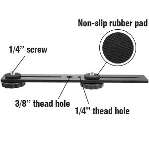 ChromLives Chromlives Dual Flash Bracket 2 Pack 1/4 Inch Dual Tripod Mount Extension Bar for DSLR Camera LED Light and Flash Light - View 7 of 9