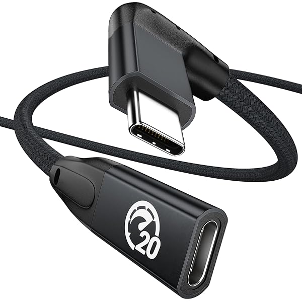 UseBean UseBean Right Angle USB C Extension Cable 1.6FT 90 Degree USB-C 3.2 Gen 2 20Gbps Male to Female for MacBook iPad Pro Galaxy S25 iPhone 16 15 - View 2 of 7