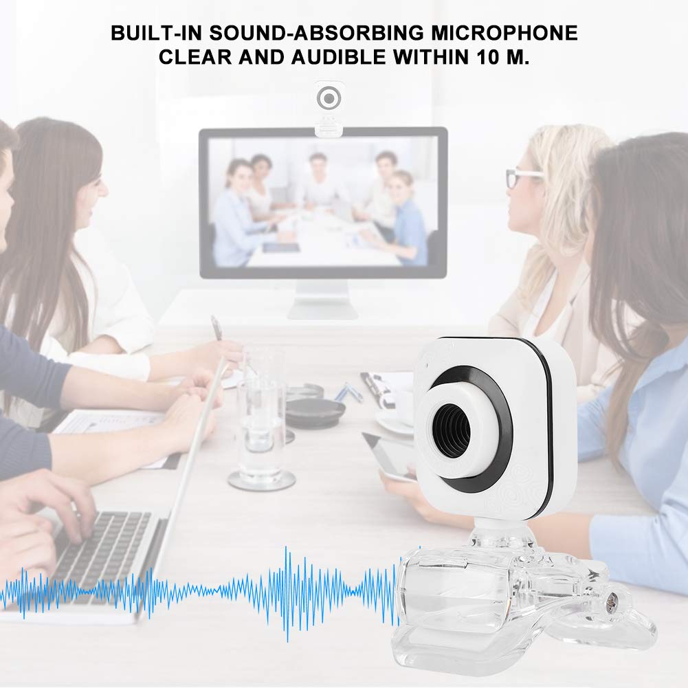 eboxer-1 Eboxer 1 HD USB Webcam with Microphone Adjustable Clip 480P Plug and Play White for PC and Computer - View 2 of 9