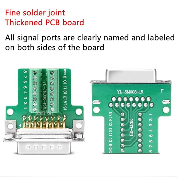 ANMBEST ANMBEST DB15 Solderless Serial to 15-pin Terminal Adapter Connector Breakout Board with Case Long Bolts Nuts Male Female - View 3 of 8