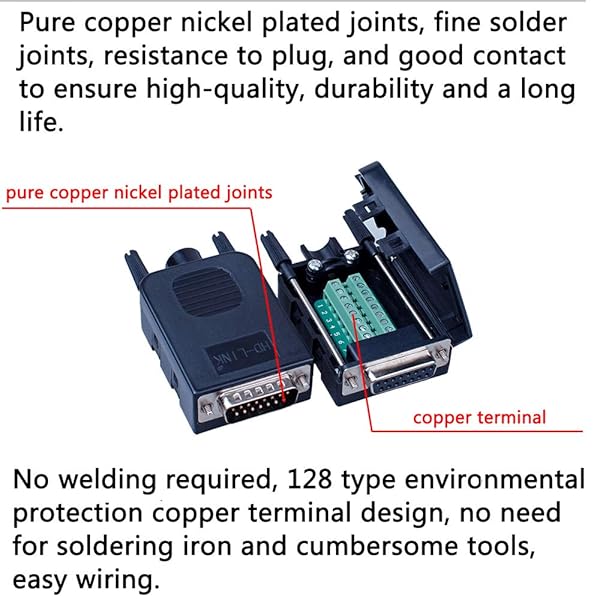 ANMBEST ANMBEST DB15 Solderless Serial to 15-pin Terminal Adapter Connector Breakout Board with Case Long Bolts Nuts Male Female - View 4 of 8