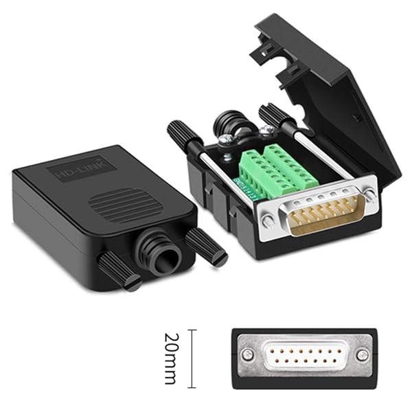 ANMBEST ANMBEST DB15 Solderless Serial to 15-pin Terminal Adapter Connector Breakout Board with Case Long Bolts Nuts Male Female - View 5 of 8