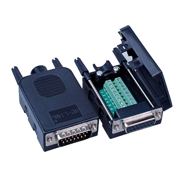 ANMBEST ANMBEST DB15 Solderless Serial to 15-pin Terminal Adapter Connector Breakout Board with Case Long Bolts Nuts Male Female - View 2 of 8