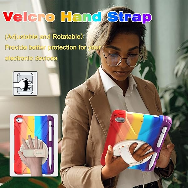 BRAECN BRAECN iPad Mini 5 Case Shockproof Rugged Kids Case with Pencil Holder Hand Strap Shoulder Strap Kickstand for Apple iPad Mini 5 4 Rainbow - View 3 of 7