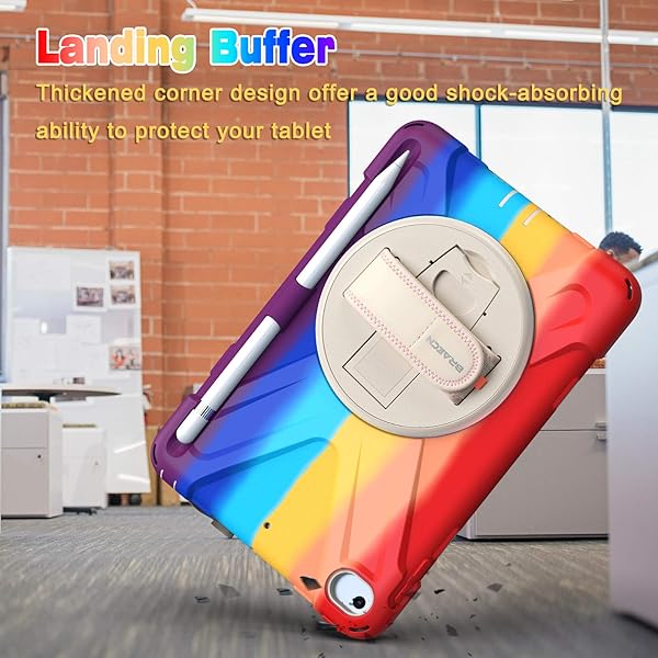 BRAECN BRAECN iPad Mini 5 Case Shockproof Rugged Kids Case with Pencil Holder Hand Strap Shoulder Strap Kickstand for Apple iPad Mini 5 4 Rainbow - View 7 of 7