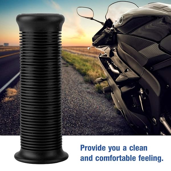 Aramox 1 Inch Motorcycle Grips Pair Universal Vintage TPU Handlebar Grip Black 25mm - View 4 of 8