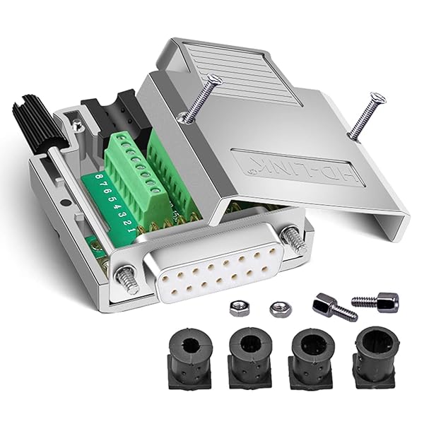 ANMBEST ANMBEST DB15 Solderless Serial to 15-pin Port Terminal Adapter Connector Breakout Board with Case Long Bolts and Nuts Female Metal - View 2 of 8