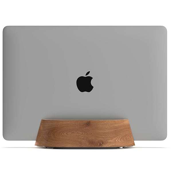 HumanCentric Adjustable Vertical Laptop Stand for MacBook & Laptops | HumanCentric Black Walnut Holder