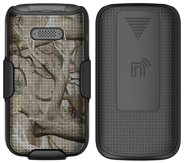 Nakedcellphone Outdoor Camouflage Case with Clip for Jitterbug Flip2 Tree Leaf Camo Cover and Belt Holster for Lively Flip Phone 4053SJ7 - View 3 of 10