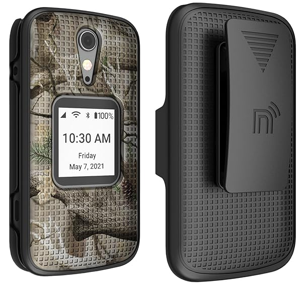 Nakedcellphone Outdoor Camouflage Case with Clip for Jitterbug Flip2 Tree Leaf Camo Cover and Belt Holster for Lively Flip Phone 4053SJ7 - View 5 of 10