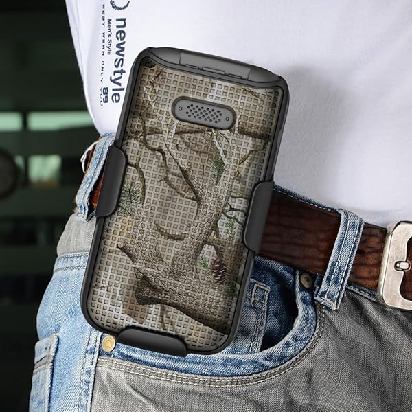 Nakedcellphone Outdoor Camouflage Case with Clip for Jitterbug Flip2 Tree Leaf Camo Cover and Belt Holster for Lively Flip Phone 4053SJ7 - View 7 of 10