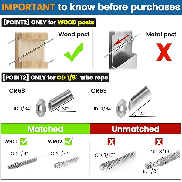 Muzata Muzata 40 Pack 45 Degree Angle Adjustable Protector Sleeve for Wood Post 90 Degree Corner Post T316 Stainless Steel Wire Rope Railing Kit - View 4 of 8