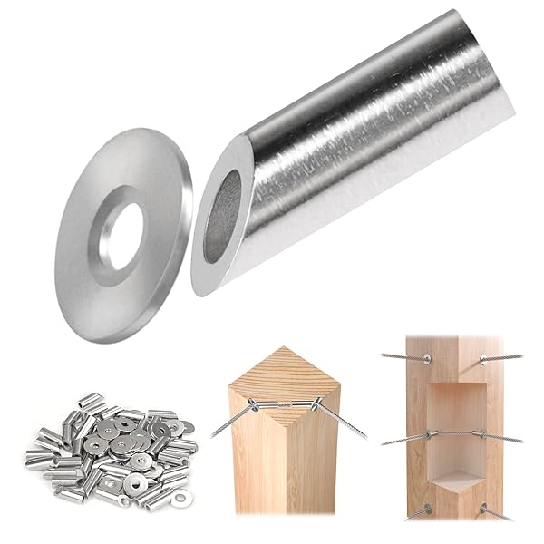 Muzata Muzata 40 Pack 45 Degree Angle Adjustable Protector Sleeve for Wood Post 90 Degree Corner Post T316 Stainless Steel Wire Rope Railing Kit - View 2 of 8